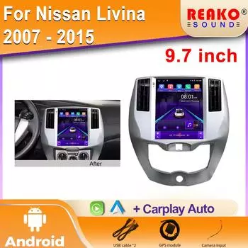 Автомобильный радиоприемник Android Multimedia Player для Nissan Livina 2007 - 2015 для Tesla Style Screen Carplay Автомобильная интеллектуальная система 4 core 2GB+32GB carplay