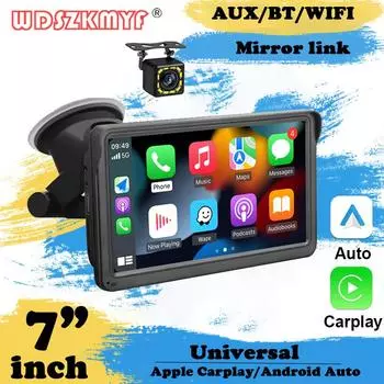 Автомобильный радиоприемник беспроводной CarPlay Android Auto мультимедийный видеоплеер 7-дюймовый портативный сенсорный экран с USB AUX для камеры заднего вида