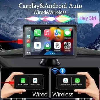 Автомобильный радиоприемник беспроводной CarPlay Android Auto мультимедийный видеоплеер 7-дюймовый портативный сенсорный экран с USB aux для камеры заднего вида