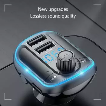 Автомобильный радиоприемник беспроводной FM-передатчик радиоприемник USB-адаптер для автомобиля Возможность подключения для всех смартфонов Высококачественные аудиоплееры синий