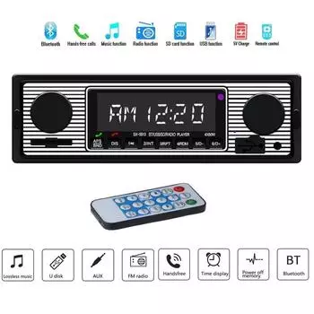 Автомобильный радиоприемник Bluetooth стереосистема Винтажный беспроводной MP3-плеер мультимедийный проигрыватель Handfree AUX USB/SD FM классический стереозвук