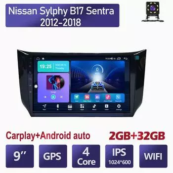 Автомобильный радиоприемник Carplay для Nissan Sylphy B17 Sentra 2012-2018, мультимедийный видеоплеер, GPS-навигация, Wi-Fi, 2 + 32 ГБ 1+16GB