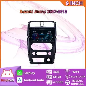 Автомобильный радиоприемник Carplay для Suzuki Jimny 2007-2012 Android мультимедийный видеоплеер GPS-навигация WIFI 4 + 64 ГБ 2+32GB