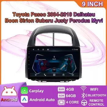 Автомобильный радиоприемник Carplay с Android, мультимедийный видеоплеер, навигация, GPS для Toyota Passo 2004-2010, 2din, головное устройство, 4 + 64 ГБ 2+32GB