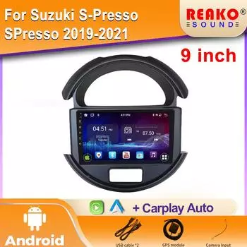 Автомобильный радиоприемник для Suzuki S-Presso SPresso 2019-2021, Android, авто, мультимедийный видеоплеер, GPS-навигация, Wi-Fi, IPS экран, 2din DVD 4 core 1GB+32GB carplay