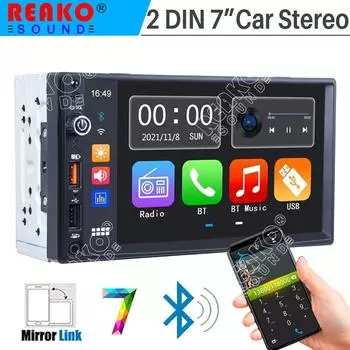 Автомобильный радиоприемник, двойной 2 Din, MP5, мультимедийный плеер, 7-дюймовый сенсорный экран, FM ISO, мощность, дополнительный вход, Bluetooth, USB, зеркальная связь, универсальное авторадио