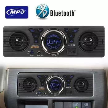Автомобильный радиоприемник FM-аудио Bluetooth Громкая связь MP3-плеер USB TF-карта Вход AUX Авторадио Встроенный 2 динамика 1 Din Зарядка телефона чёрный