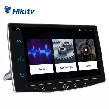 Автомобильный радиоприемник Hikity 1Din, Android 11, с вращающимся на 180° экраном, Wi-Fi, GPS, FM-радио, Bluetooth without camera чёрный