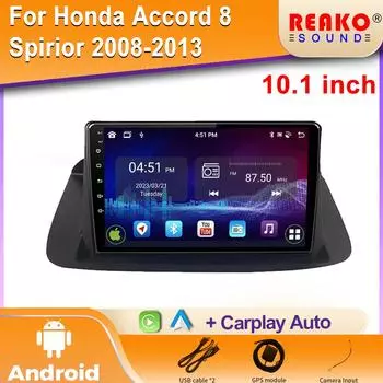 Автомобильный Радиоприемник Мультимедиа Навигация GPS Для Honda Accord 8 Spirior 2008-2013 Android 14 Беспроводной CarPlay Стерео Головное Устройство Экран 4 core 1GB+32GB carplay