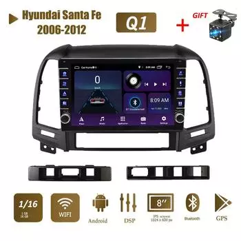 Автомобильный радиоприемник мультимедийный плеер для Hyundai Santa Fe 2006-2012 с кнопочной ручкой Android 2 Din стерео GPS головное устройство 1 + 16 ГБ 1+16GB