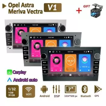 Автомобильный радиоприемник, мультимедийный плеер для Opel Vauxhall Astra Antara Meriva Vivaro Combo Signum Vectra Corsa 2 Din Android Carplay GPS Авторадио 1 + 32 ГБ чёрный
