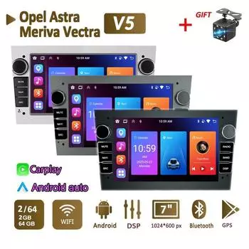Автомобильный радиоприемник, мультимедийный плеер для Opel Vauxhall Astra Antara Meriva Vivaro Combo Signum Vectra Corsa 2 Din Android Carplay GPS Авторадио 2 + 64 ГБ