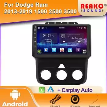 Автомобильный радиоприемник мультимедийный проигрыватель для Dodge Ram 1500 2500 3500 2013-2018 беспроводной Carplay Android Auto Car Stereo 48EQ GPS DSP 4 core 1GB+32GB carplay