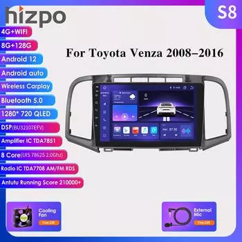Автомобильный радиоприемник на базе Android 4G-LTE для Toyota Venza 2008–2016, мультимедийный видеоплеер, навигация, 2din Carplay, стереоаудио, GPS, авторадио, интеллектуальный экран HC1 4Core 1G 32G