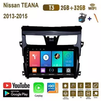 Автомобильный радиоприемник на базе Android Carplay для Nissan TEANA 2013-2015, мультимедийный видеоплеер, GPS-навигация, WIFI, 2 + 32 ГБ 1+16GB