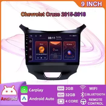 Автомобильный радиоприемник на базе Android Carplay для Chevrolet Cruze 2015-2018, мультимедийный видеоплеер, GPS-навигация, WIFI, 2 + 32 ГБ 2+32GB