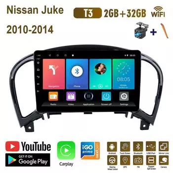 Автомобильный радиоприемник на базе Android Carplay для NISSAN JUKE 2010-2014, мультимедийный видеоплеер, GPS-навигация, WIFI, 2 + 32 ГБ 1+16GB