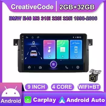 Автомобильный радиоприемник на базе Android Carplay для BMW E46 M3 Rover 318/320/325/330/335 1998-2006 гг. Автомобильный мультимедийный видеоплеер GPS-навигация WIFI 2 + 32 ГБ 1+16GB