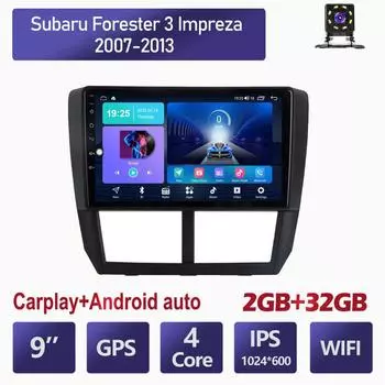 Автомобильный радиоприемник на базе Android Carplay для Subaru Forester 3 Impreza 2007-2013, мультимедийный видеоплеер, GPS-навигация, WIFI, 2 + 32 ГБ 1+16GB