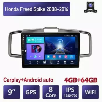Автомобильный радиоприемник на базе Android Carplay для Honda Freed Spike 2008-2016, автомобильный мультимедийный видеоплеер, GPS-навигация, WIFI, 4 + 64 ГБ 2+32GB
