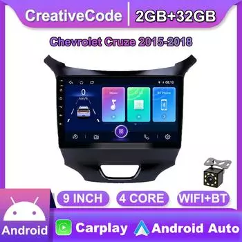 Автомобильный радиоприемник на базе Android Carplay для Chevrolet Cruze 2015-2018, мультимедийный видеоплеер, GPS-навигация, WIFI, 2 + 32 ГБ 1+16GB