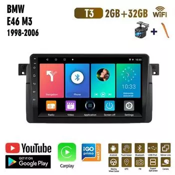 Автомобильный радиоприемник на базе Android Carplay для BMW E46 M3 Rover 318/320/325/330/335 1998-2006 гг. Автомобильный мультимедийный видеоплеер GPS-навигация WIFI 2 + 32 ГБ 1+16GB