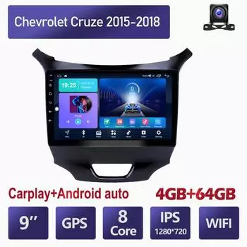 Автомобильный радиоприемник на базе Android Carplay для Chevrolet Cruze 2015-2018, мультимедийный видеоплеер, GPS-навигация, WIFI, 4 + 64 ГБ 2+32GB