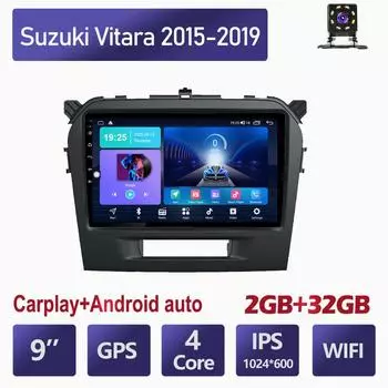 Автомобильный радиоприемник на базе Android Carplay для Suzuki Vitara 2015-2019, мультимедийный видеоплеер, GPS-навигация, WIFI, 2 + 32 ГБ 1+16GB