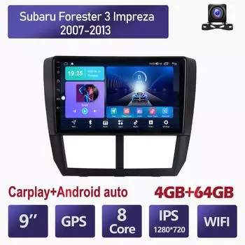 Автомобильный радиоприемник на базе Android Carplay для Subaru Forester 3 Impreza 2007-2013, мультимедийный видеоплеер, GPS-навигация, WIFI, 4 + 64 ГБ 2+32GB