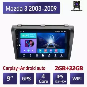 Автомобильный радиоприемник на базе Android Carplay для Mazda 3 2003-2009, мультимедийный видеоплеер, GPS-навигация, WIFI, 2 + 32 ГБ 1+16GB