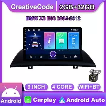 Автомобильный радиоприемник на базе Android Carplay для BMW X3 E83 2004-2012, автомобильный мультимедийный видеоплеер, GPS-навигация, WIFI, 2 + 32 ГБ 1+16GB