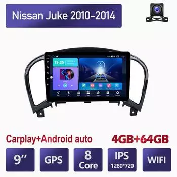Автомобильный радиоприемник на базе Android Carplay для Nissan Juke 2010-2014, мультимедийный видеоплеер, GPS-навигация, WIFI, 4 + 64 ГБ 2+32GB