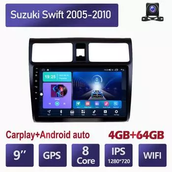 Автомобильный радиоприемник на базе Android Carplay для Suzuki Swift 2005-2010, автомобильный мультимедийный видеоплеер, GPS-навигация, WIFI, 4 + 64 ГБ 2+32GB