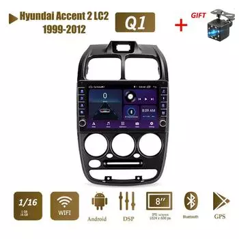 Автомобильный радиоприемник на базе Android, мультимедийный видеоплеер, навигация, GPS для Hyundai Accent 2 LC2 1999-2012, с кнопкой, ручкой, стерео, 1 + 16 ГБ 1+16GB