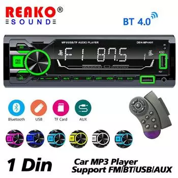 Автомобильный радиоприемник REAKOSOUND, 1 Din, стерео, автомобильный MP3-плеер, Bluetooth, FM-радио, авто, поддержка MP3-музыки, AUX USB SD/TF, FM SWC, пульт дистанционного управления 4401