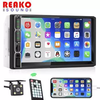 Автомобильный радиоприемник REAKOSOUND 2 din, 7 дюймов, HD, авторадио, мультимедийный плеер, 2DIN, сенсорный экран, автозвук, автомобильная стереосистема, MP5, Bluetooth, USB, TF, FM-камера 7013 178*100mm 7013 12LED