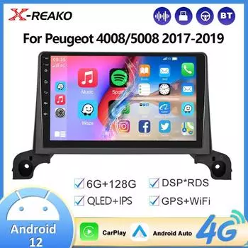 Автомобильный радиоприемник REAKOSOUND 2Din Android, мультимедийный видеоплеер для Peugeot 4008/5008 2017-2019, GPS, Bluetooth, 2din Carplay, авто стерео 2+32