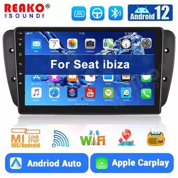 Автомобильный радиоприемник REAKOSOUND Android 12 для Seat Ibiza 6j 2009 2010 2012 2013 MK4 FR GPS-навигация 2 Din экран аудио мультимедийный плеер 6+128+MIC