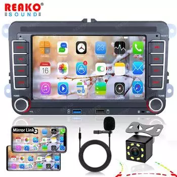 Автомобильный радиоприемник REAKOSOUND Android для VW Passat 6 7 CC Polo GOLF 5 6 Touran WiFi GPS навигация BT Wi-Fi головное устройство с разделенным экраном FM 2+32