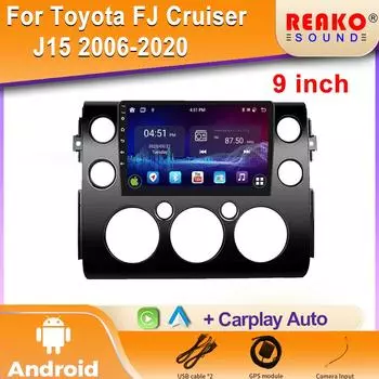 Автомобильный радиоприемник с центральным мультимедийным навигатором GPS, беспроводным экраном Carplay, стереосистемой Android для Toyota FJ Cruiser J15 2006-2020, головное устройство 4 core 1GB+32GB carplay