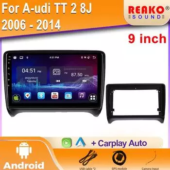 Автомобильный Радиоприемник Стерео Carplay Мультимедиа Видео Плеер Навигация GPS Android Auto WIFI 2DIN DVD Для Audi TT 2 8J 2006-2014 4 core 1GB+32GB carplay