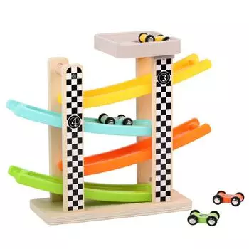 Автомобильный рамп, гоночный трек на крыше, ранний образовательный миниатюрный деревянный трек, скользящий автомобиль для