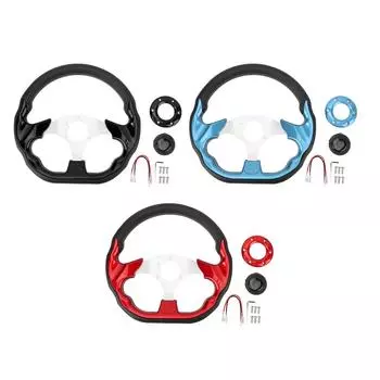 Автомобильный руль 13 дюймов PU стильный вид ударопрочный улучшенный захват простая установка гоночный руль Black