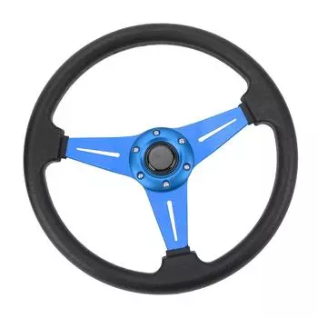 Автомобильный руль гоночный стиль искусственная кожа 14 дюймов универсальный подходит для 6 отверстий ступицы рулевого колеса адаптер синий