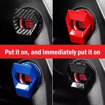 Автомобильный салон с одним ключом запуска зажигания и остановки двигателя Кнопка защитного чехла Декоративная наклейка Аксессуары для салона автомобиля красный