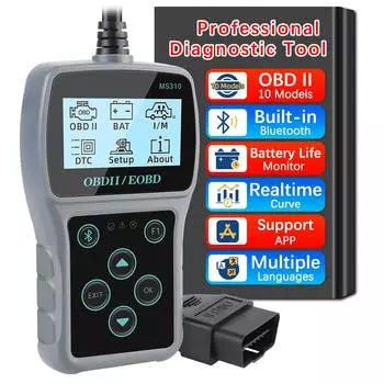 Автомобильный считыватель кодов OBD2, диагностический сканер для автомобиля, работающий с автомобилем, автоматически считывающий информацию об автомобиле, многоязычный сканер OBDII MS310 MS310