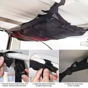 Автомобильный сетчатый мешок для потолка, легко устанавливаемый, регулируемый сетчатый органайзер для крыши, универсальное двухслойное хранилище S
