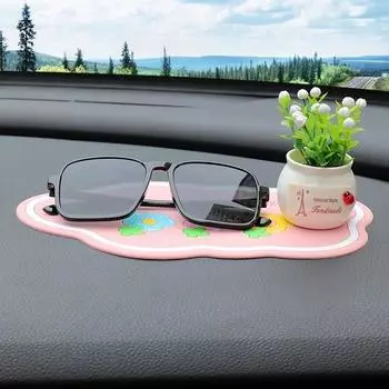 Автомобильный симпатичный противоскользящий коврик для мобильного телефона в центральную консоль, высокотемпературный коврик для хранения, креативное украшение, прикрепленное к аксессуарам автомобиля жёлтый