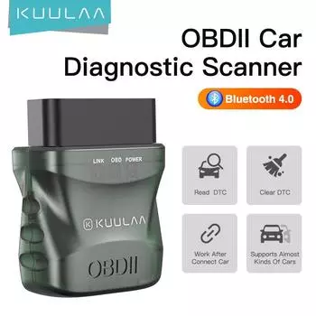 Автомобильный сканер Kuulaa OBDII для диагностики V015 темно-зеленого