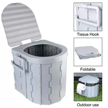 Автомобильный складной туалет, прочный несущий туалет для кемпинга, дорожное ведро, сиденье для унитаза, аварийный туалет, складной моющийся складной туалет с крышкой, портативный Grey